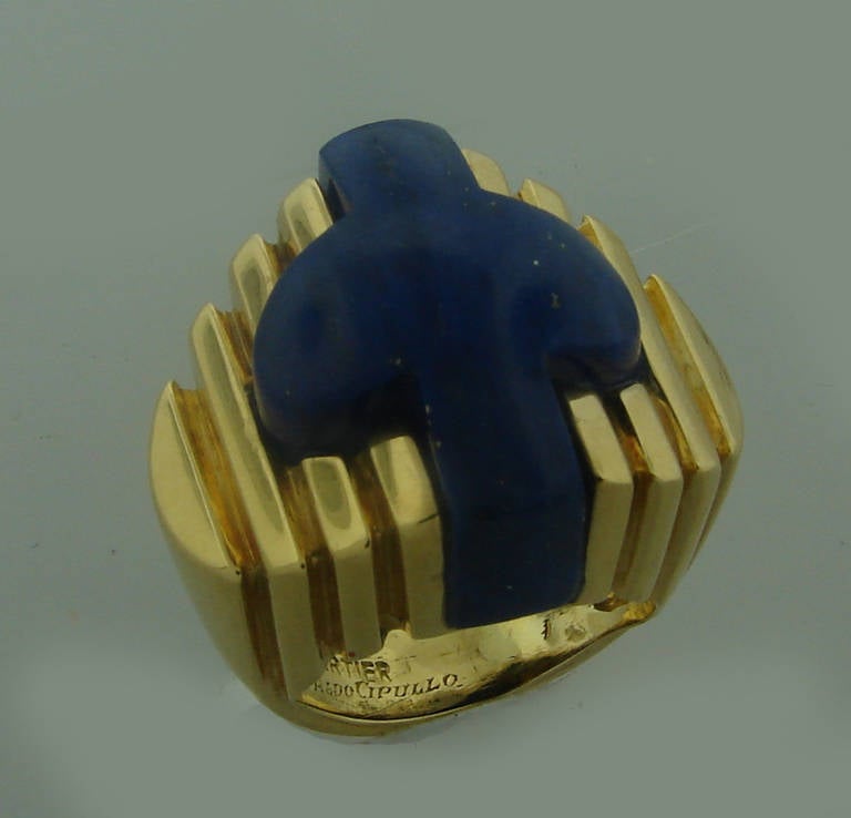 Women's Cartier by Aldo Cipullo Lapis Lazuli Yellow Gold Cocktail Ring