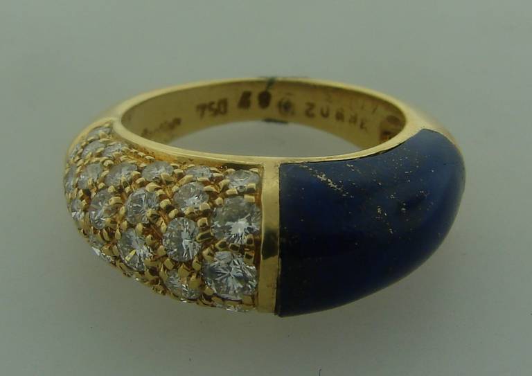 Women's Cartier Lapis Lazuli Diamond Yellow Gold Band Ring