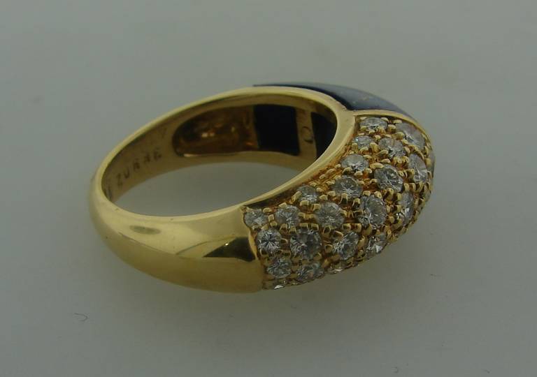 Cartier Lapis Lazuli Diamond Yellow Gold Band Ring 1