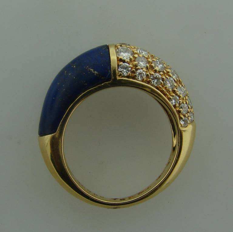 Cartier Lapis Lazuli Diamond Yellow Gold Band Ring 3
