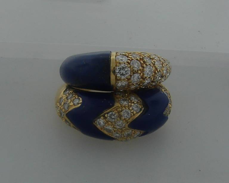 Cartier Lapis Lazuli Diamond Yellow Gold Band Ring 4