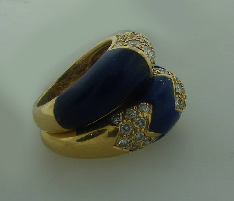 Cartier Lapis Lazuli Diamond Yellow Gold Band Ring 5