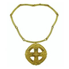 1980s Andrew Clunn Gold Pendant Necklace 11