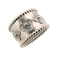Van Cleef & Arpels Perlee Clover Collection Diamond White Gold Band Ring