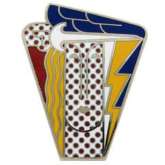 Roy Lichtenstein Pop Art Enamel Silver Metal Figurative Brooch / Pendant