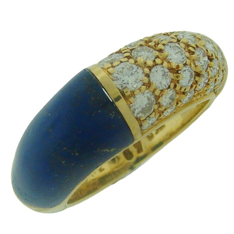 Cartier Lapis Lazuli Diamond Yellow Gold Band Ring