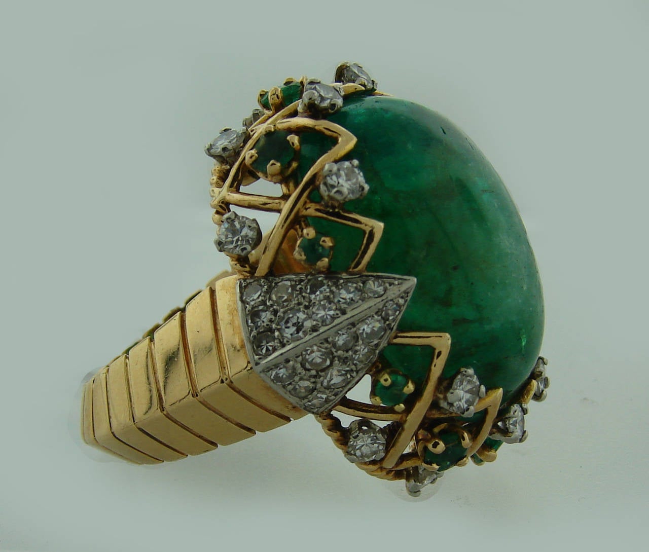 Sterle Cabochon Emerald Diamond Gold Ring 1