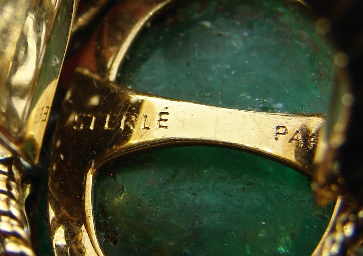 Sterle Cabochon Emerald Diamond Gold Ring 3