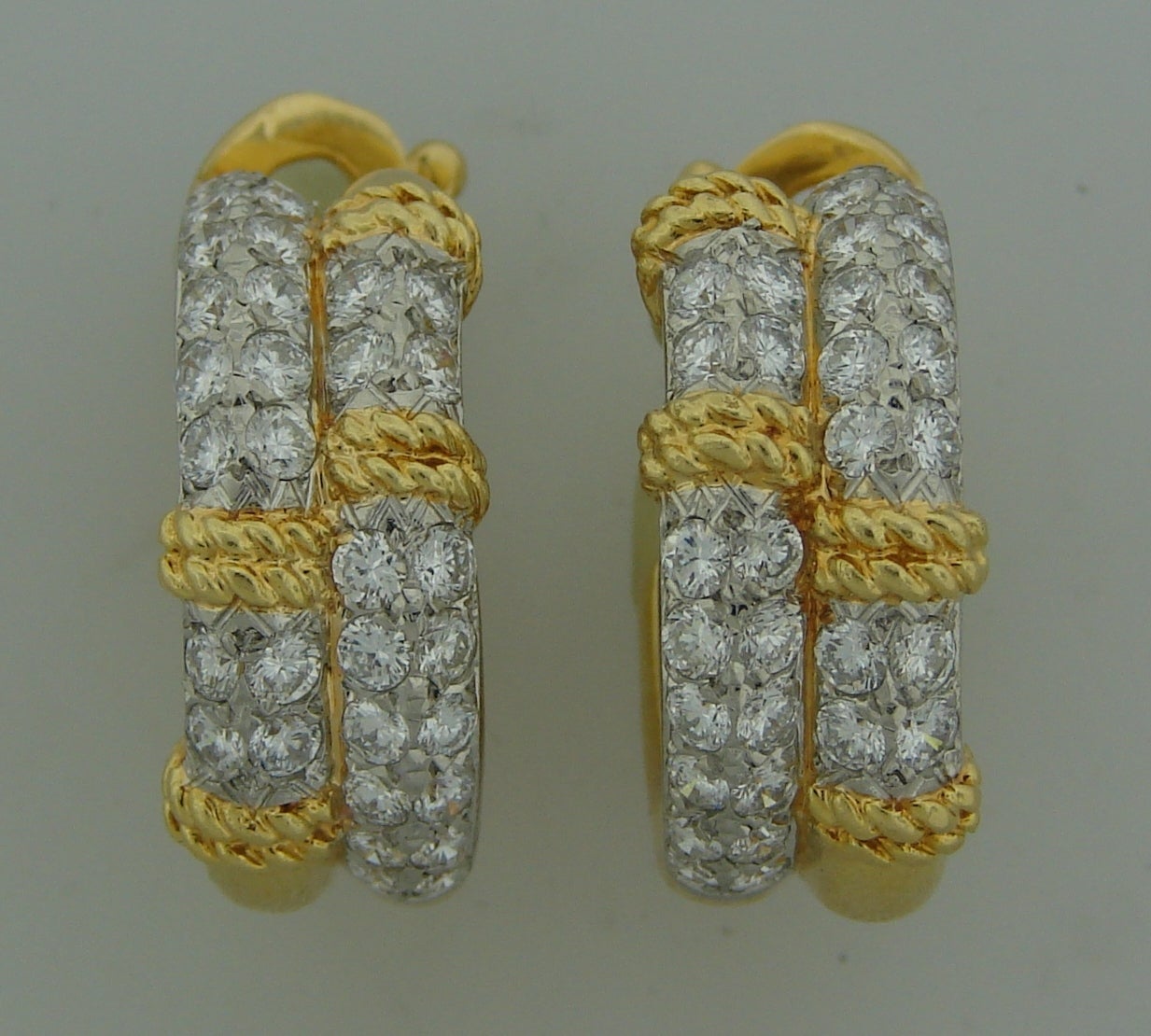 Fred Paris Diamond Gold Hoop Earrings 2