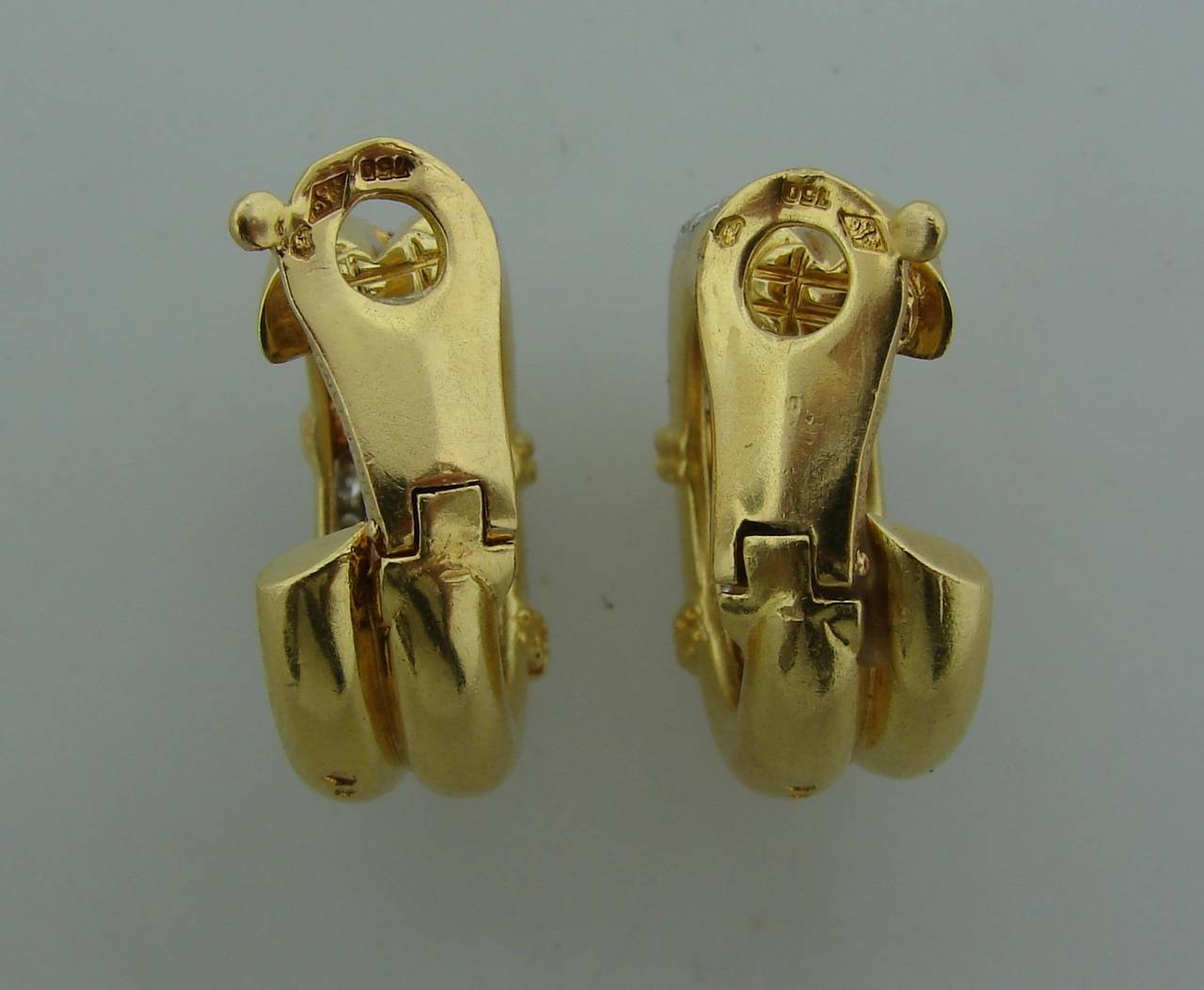 Fred Paris Diamond Gold Hoop Earrings 4