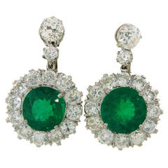 earrings emerald dangle diamond platinum agl cert gold