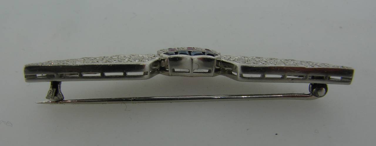 Cartier Patriotic Ruby Sapphire Diamond Aviator Wings Badge Pin Brooch 2