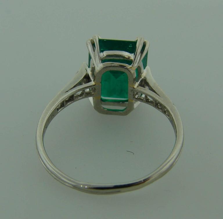 Boucheron Art Deco Colombian Emerald Diamond Platinum Solitaire Ring at ...