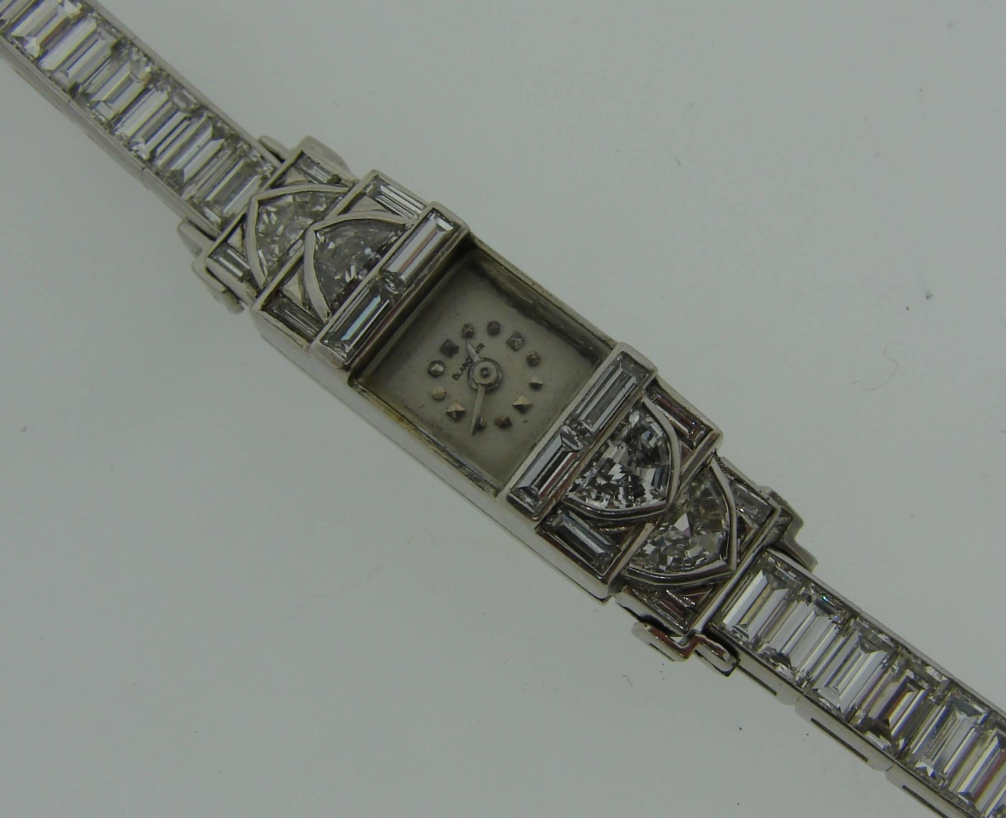Women's Blancpain Lady's Platinum Diamond Bracelet Wristwatch