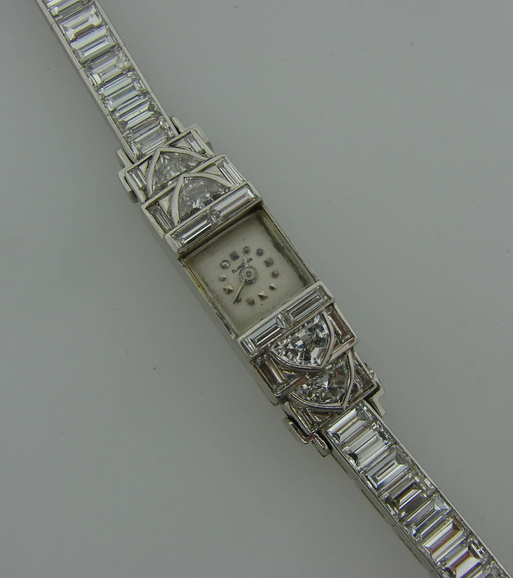 Blancpain Lady's Platinum Diamond Bracelet Wristwatch In Excellent Condition In Beverly Hills, CA