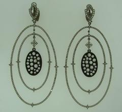LOREE RODKIN Diamond White & Blackened Gold Dangle Earrings