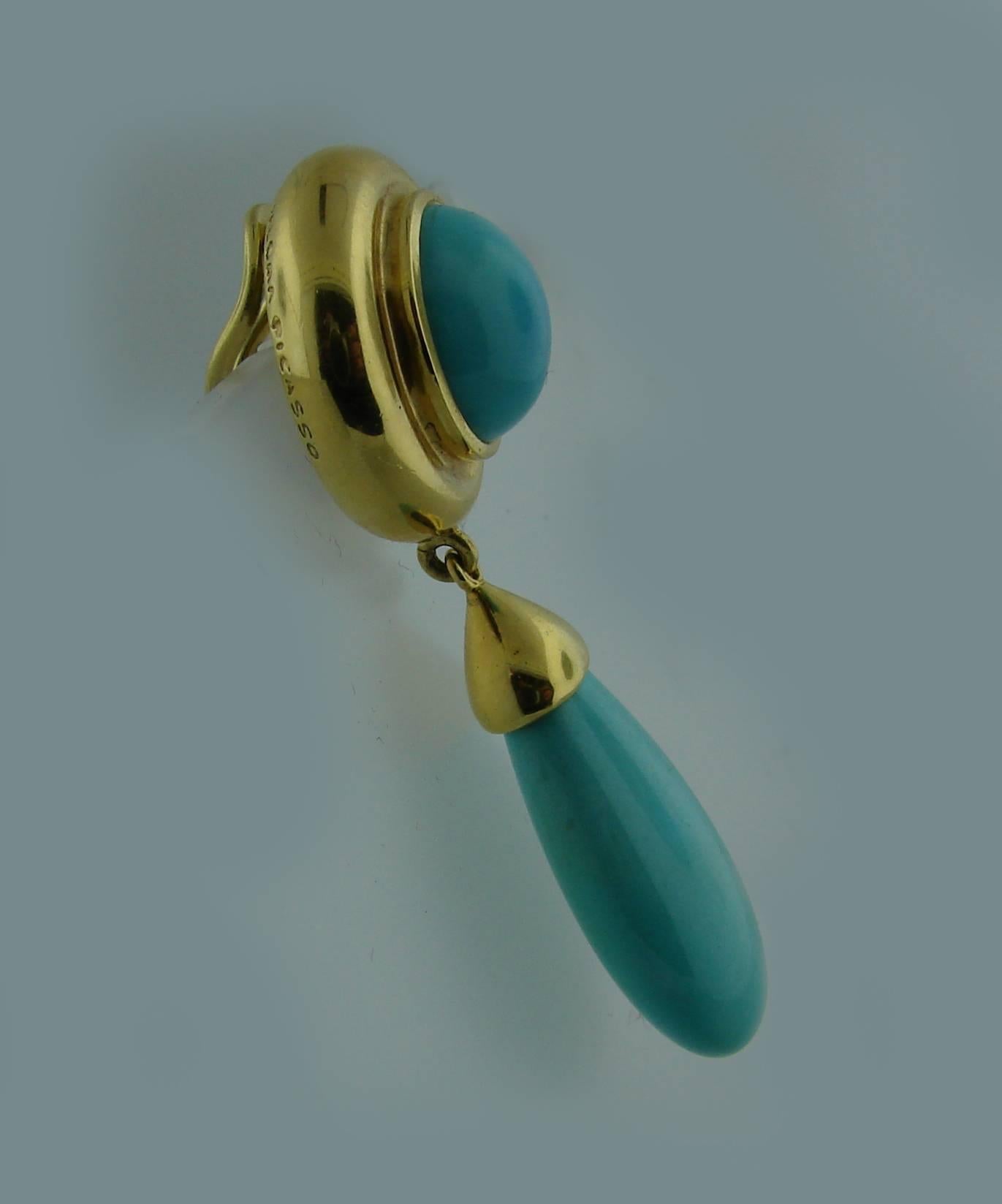 Women's Tiffany & Co. Paloma Picasso Turquoise Gold dangle Earrings