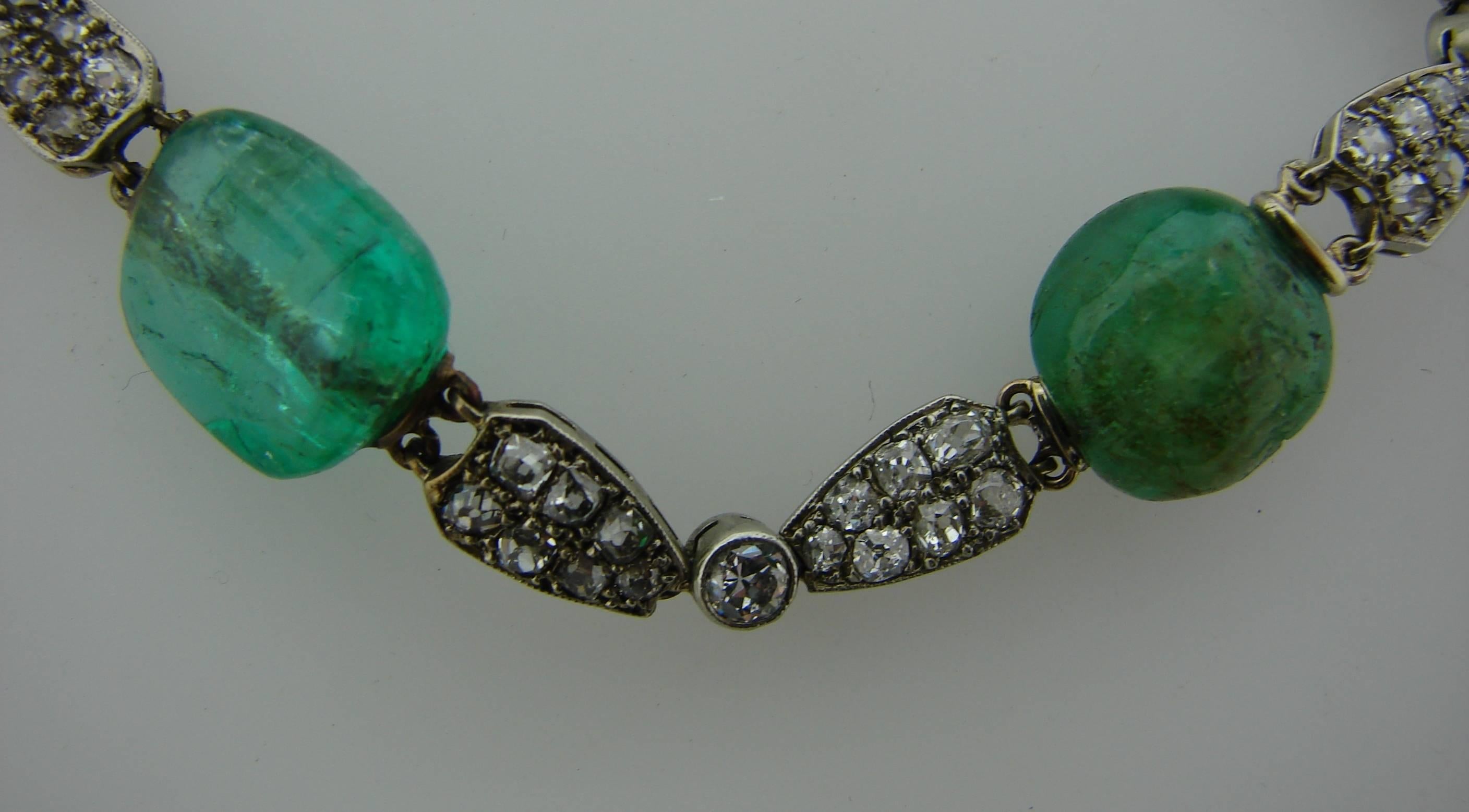 Art Deco Emerald Diamond Gold Bracelet 2