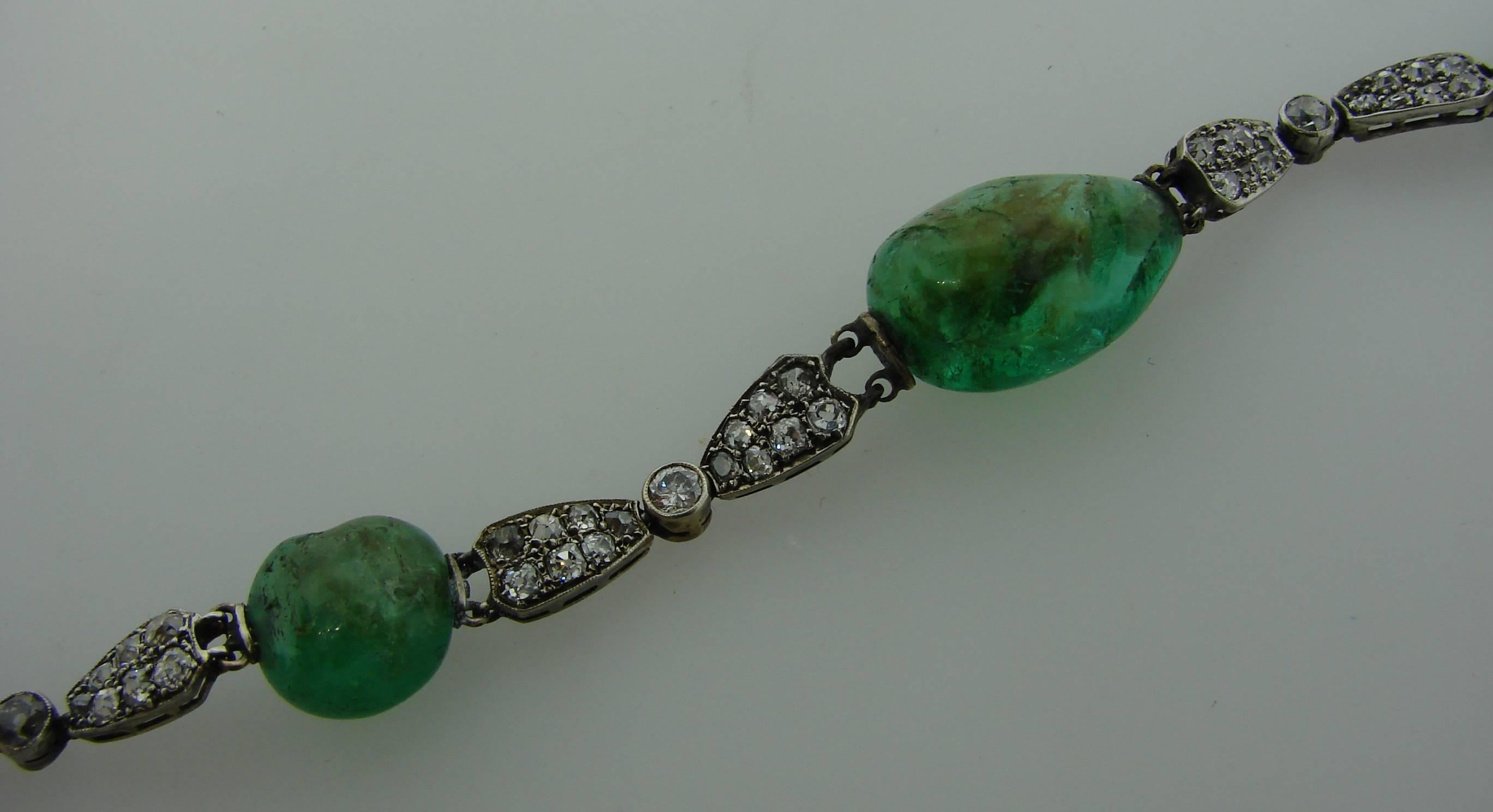 Art Deco Emerald Diamond Gold Bracelet 1