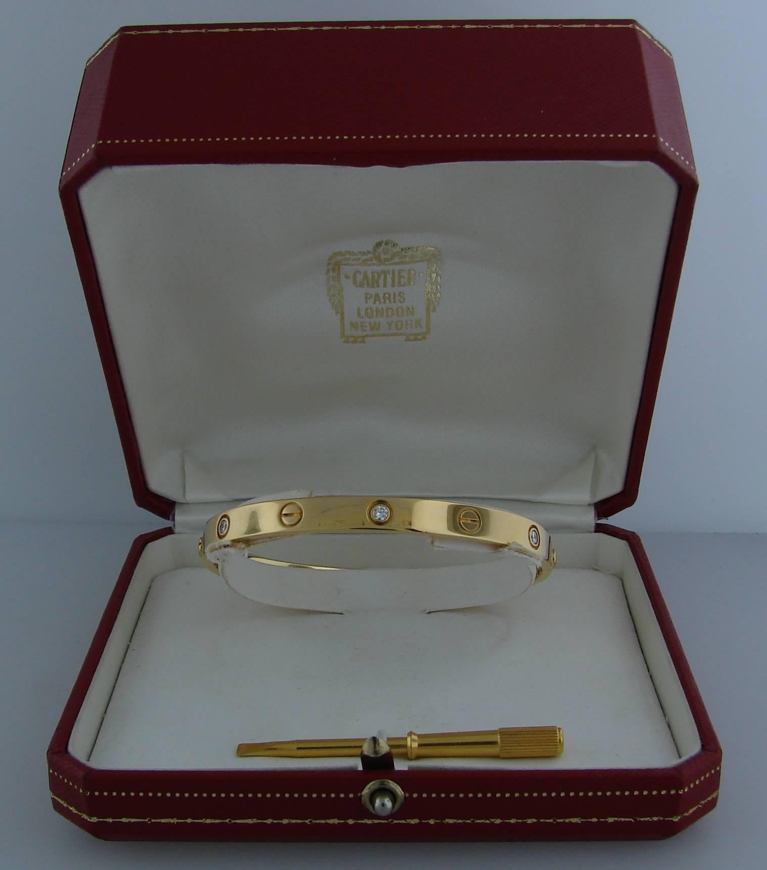 1998 Cartier  Six Diamond Gold Love Bangle Bracelet  1