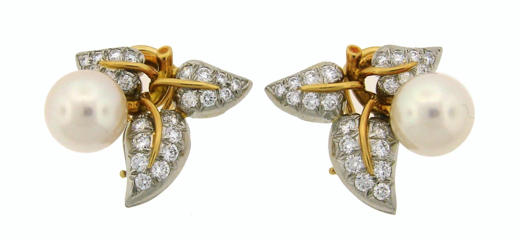 Classy and feminine earrings created by Jean Schlumberger for Tiffany & Co. in the 1970's. Schlumberger's designs at Tiffany & Co. express remarkable, whimsical interpretations of natural forms and these earrings are a perfect example.