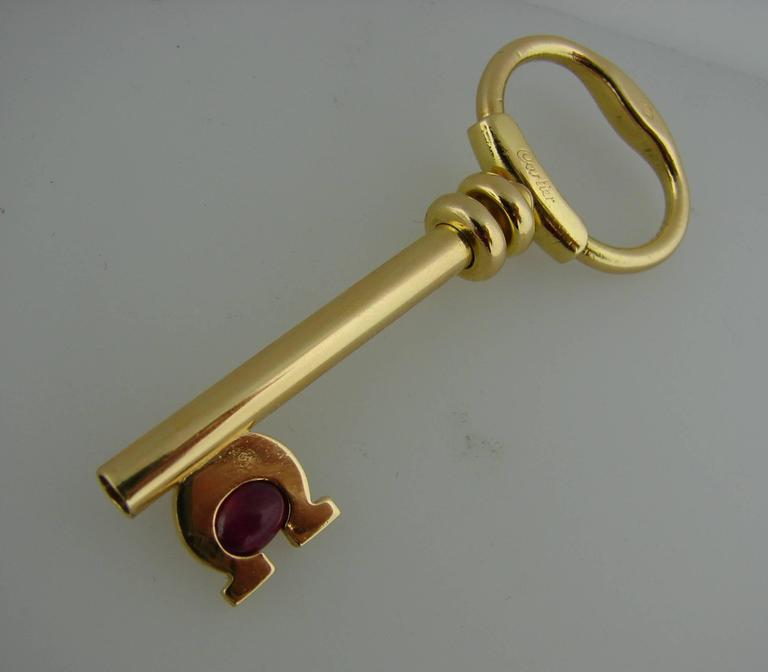 1970s Cartier Ruby Gold Key Pendant 