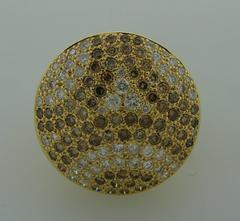 1999 Cartier Jeton Sauvage White and Cognac Diamond Gold Ring