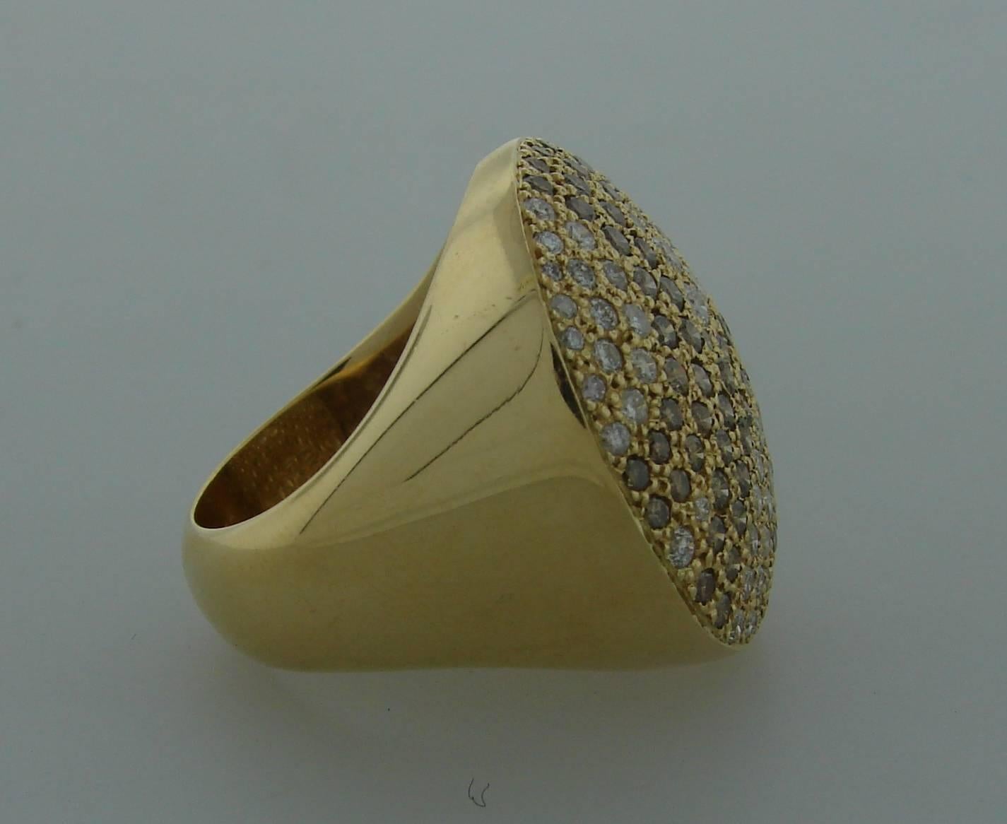 1999 Cartier Jeton Sauvage White and Cognac Diamond Gold Ring In Excellent Condition In Beverly Hills, CA