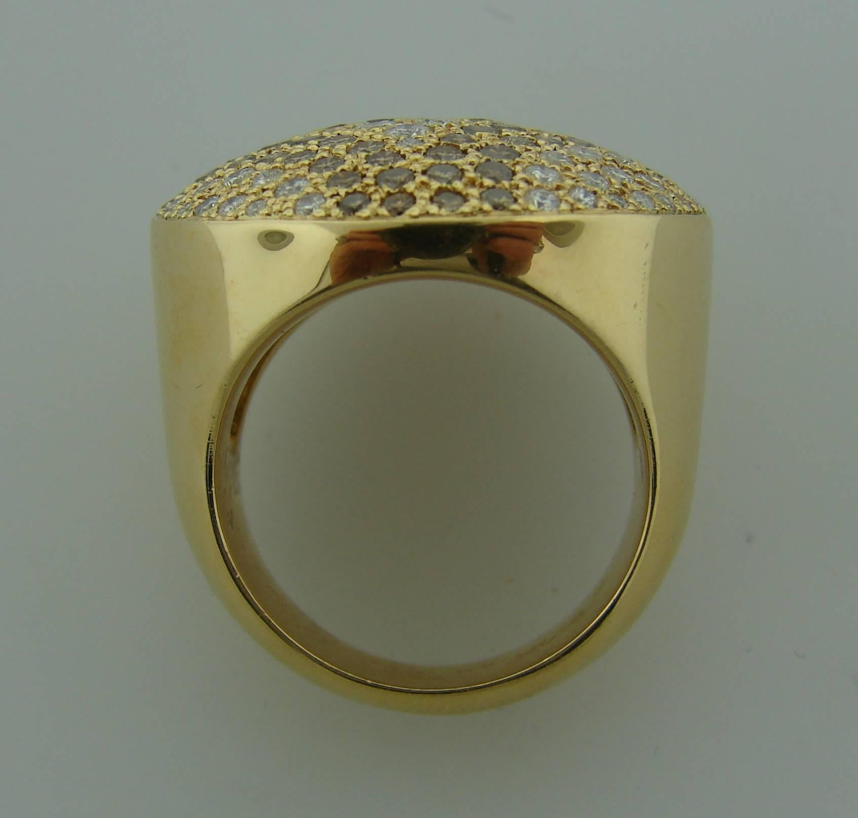 Women's 1999 Cartier Jeton Sauvage White and Cognac Diamond Gold Ring