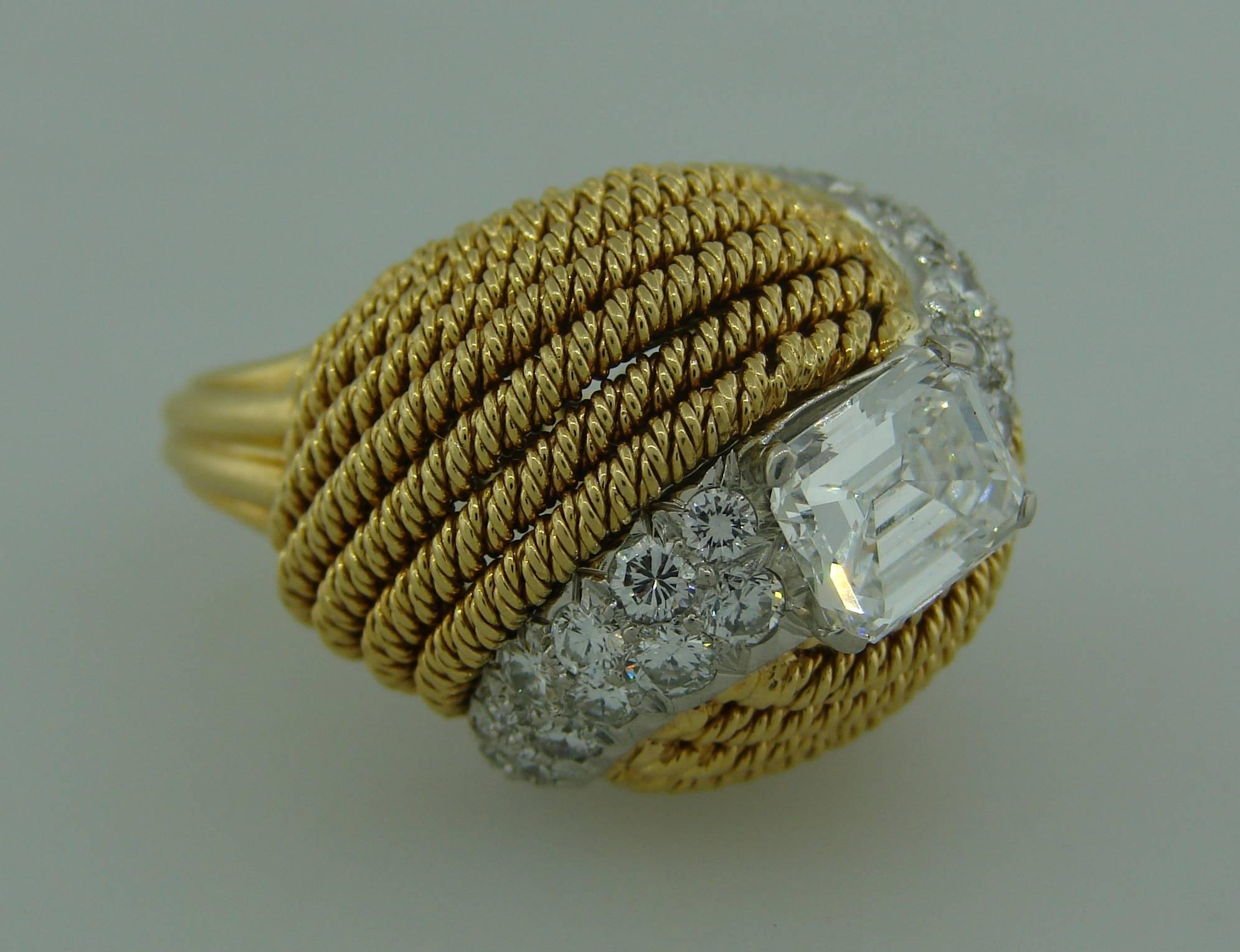 1950s DAVID WEBB Diamond & Yellow Gold Cocktail Ring 1