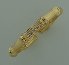 CARTIER Diamond Yellow Gold Bamboo Bangle Bracelet