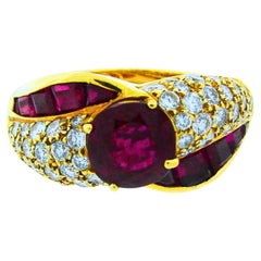 Vintage GRAFF Ruby Diamond 18k Yellow Gold Ring 2.06 cts AGL Report