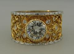 1960s Mario Buccellati Diamond Gold Lacy Band Ring
