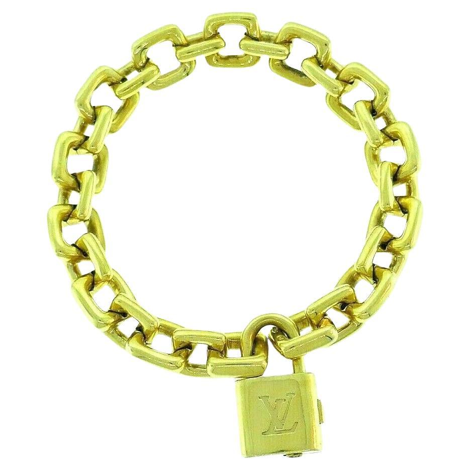 Louis Vuitton Yellow Gold Chain Bracelet with Locket Charm For Sale