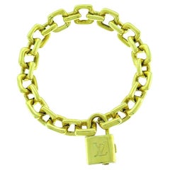 Retro Louis Vuitton Yellow Gold Chain Bracelet with Locket Charm