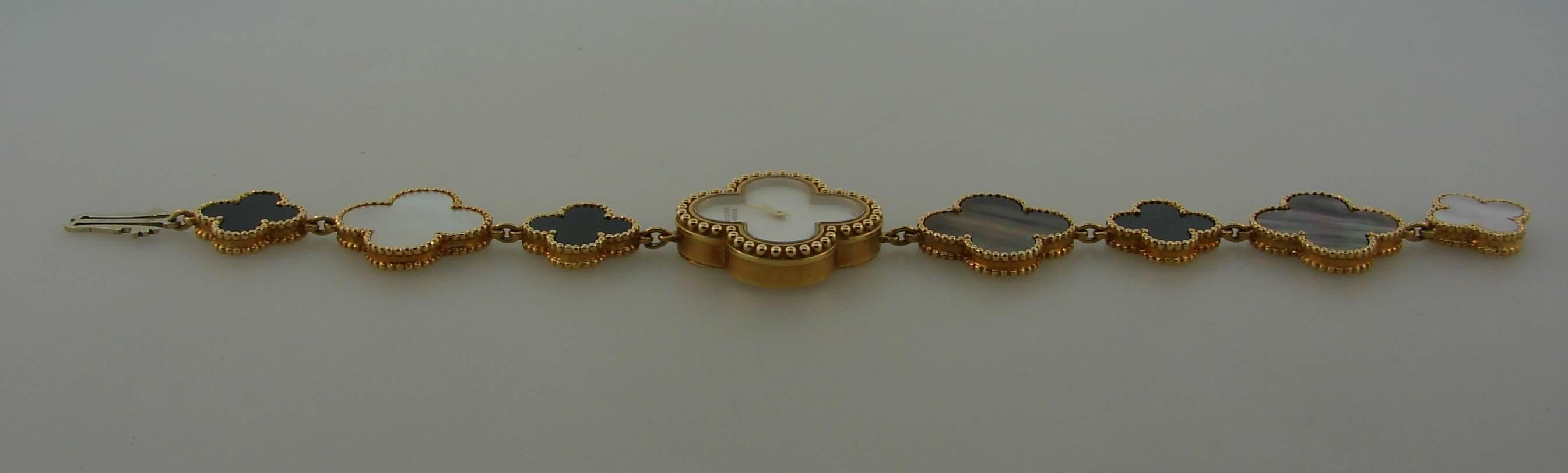 Van Cleef & Arpels Alhambra Gold Mother-of-Pearl Ladies Bracelet Wristwatch VCA 3
