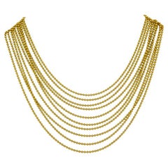 Cartier Gold Necklace Draperie 10 Strand