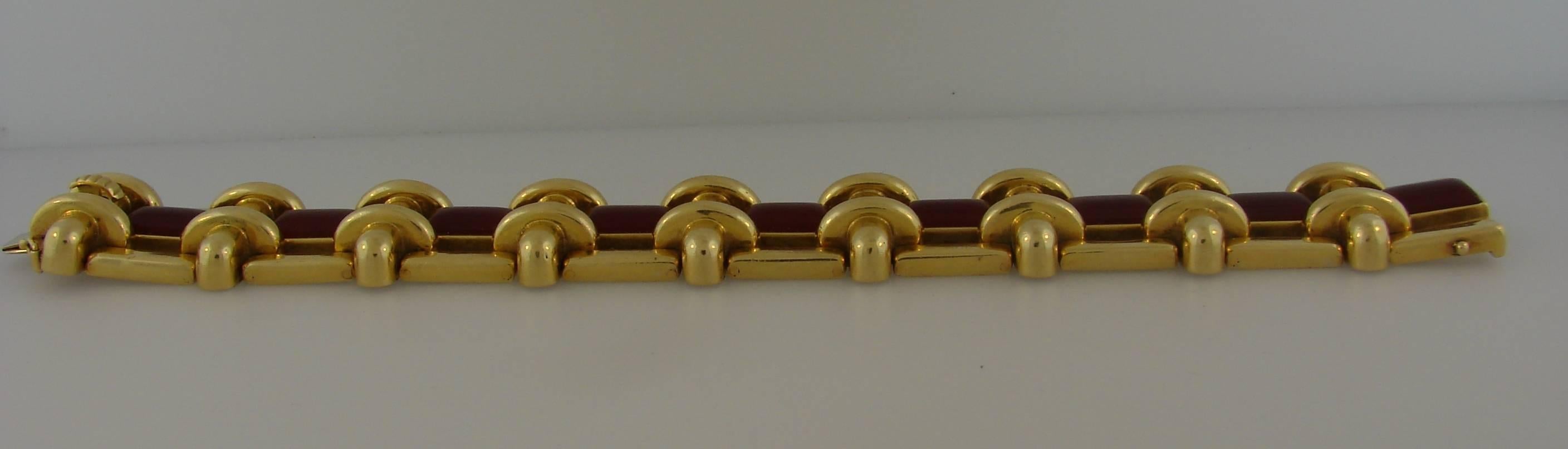 A. Cipullo for Cartier Carnelian Link Yellow Gold Bracelet 1
