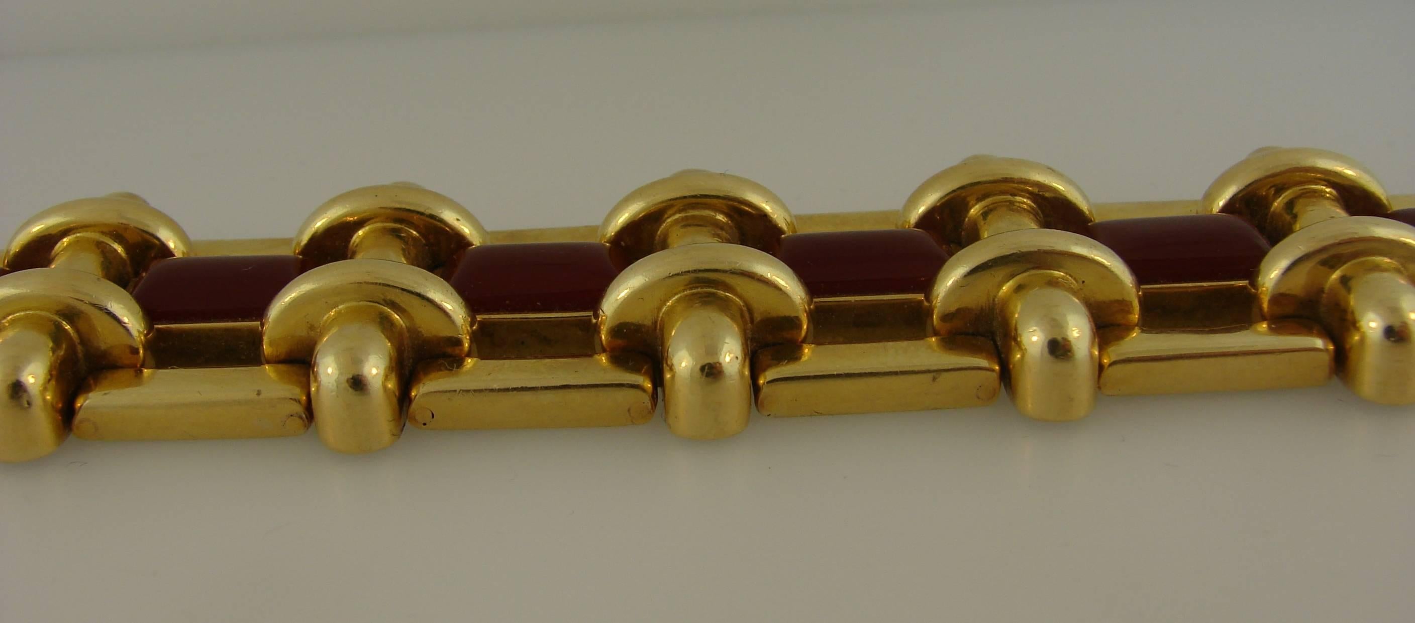 A. Cipullo for Cartier Carnelian Link Yellow Gold Bracelet 2