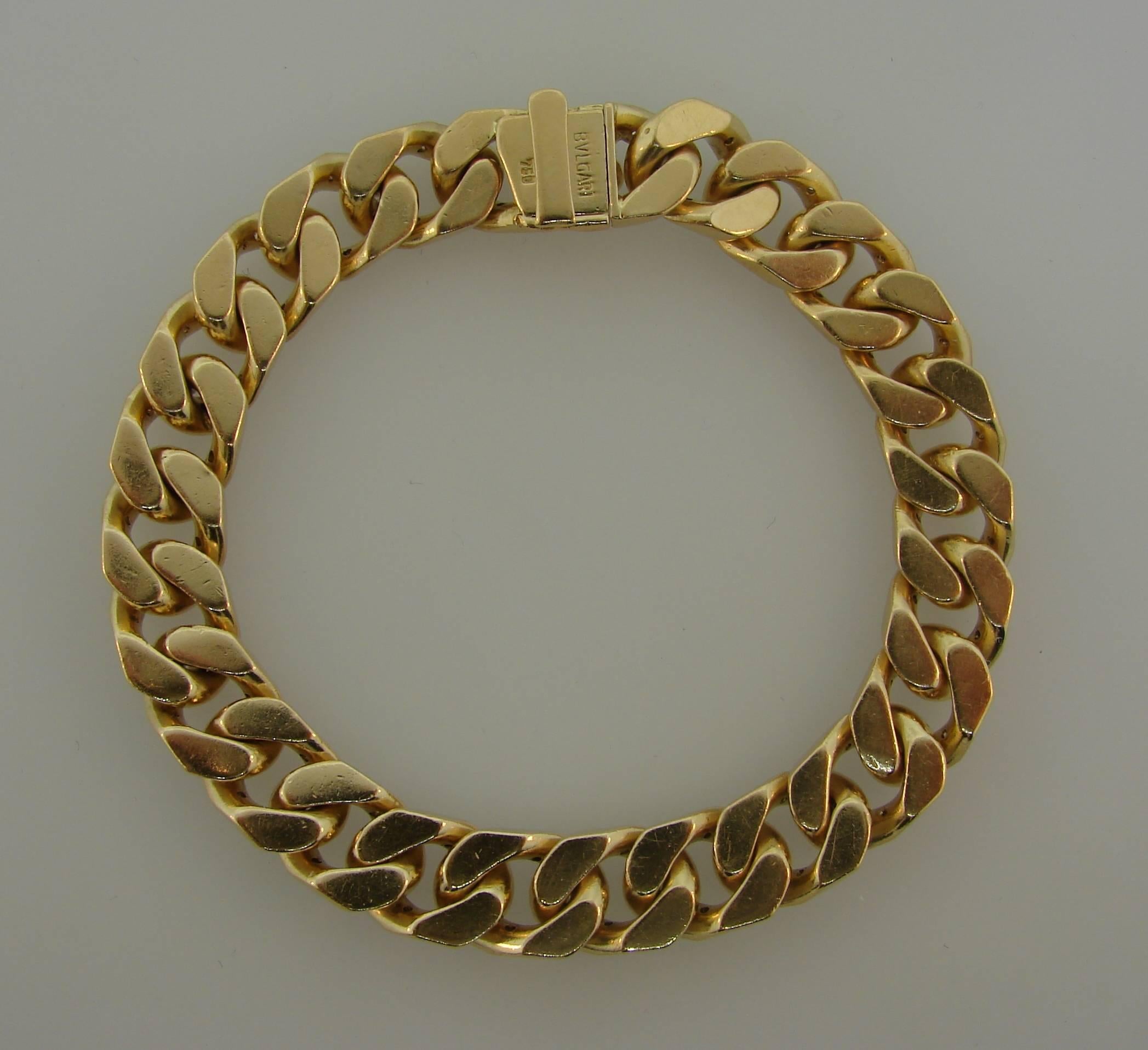 1970s Bulgari Diamond Yellow Gold Link Bracelet Bvlgari 2