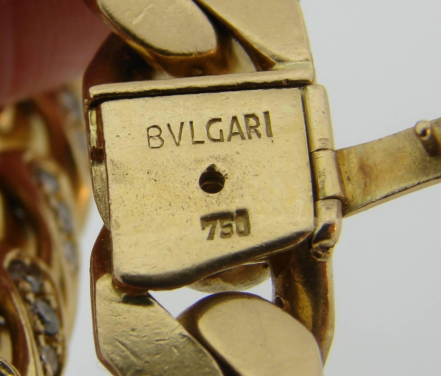 1970s Bulgari Diamond Yellow Gold Link Bracelet Bvlgari 3