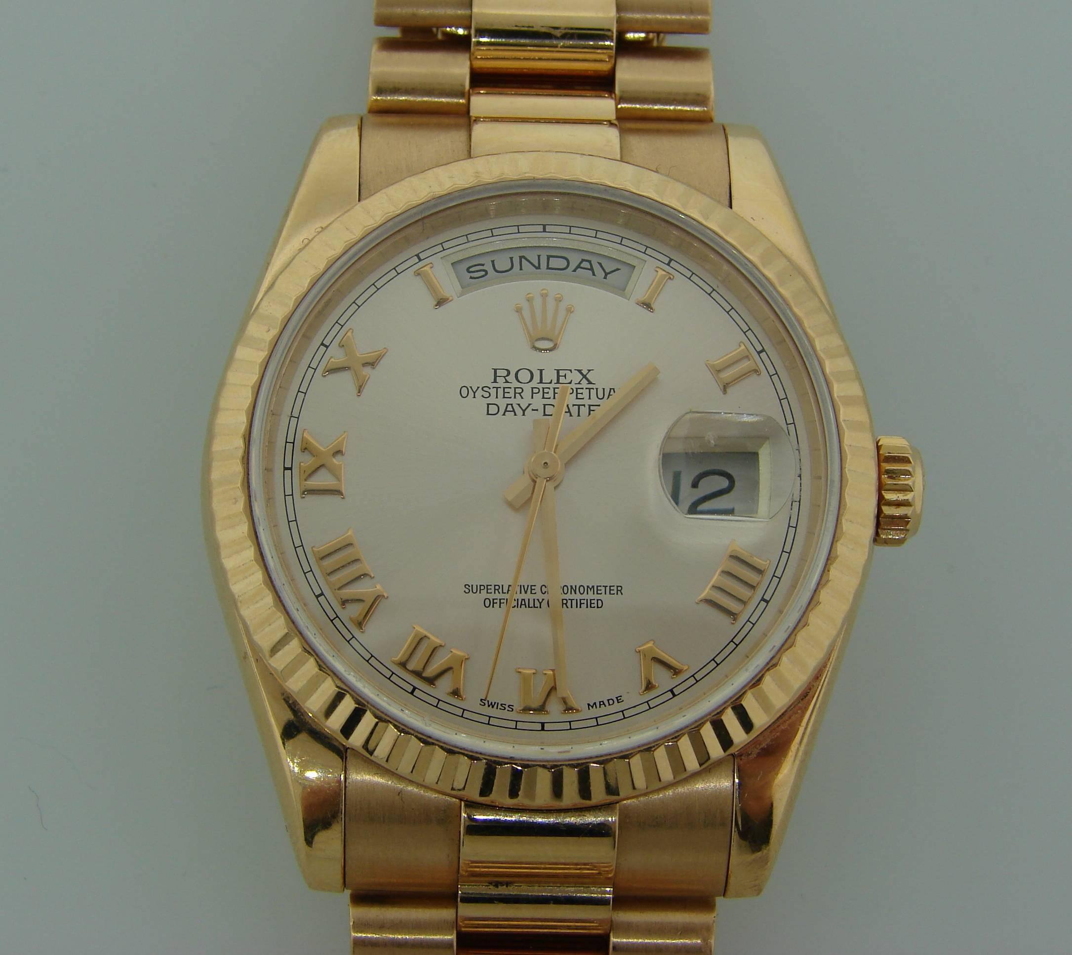 rolex oyster perpetual day date rose gold