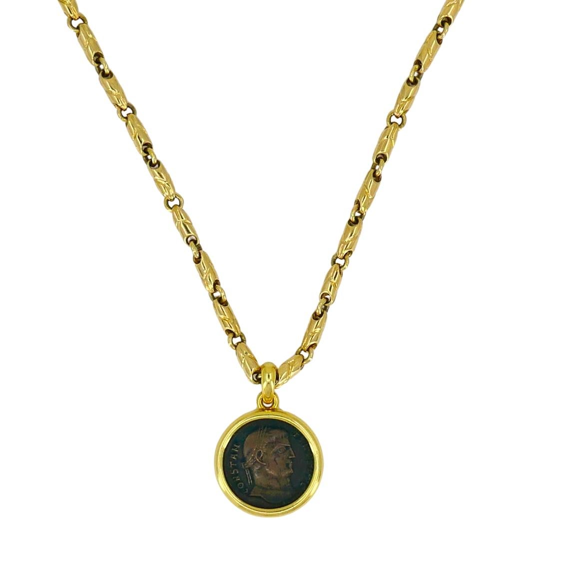 Bvlgari Bulgari Collier Monet Pièce de monnaie romaine antique Or 18k en vente 1
