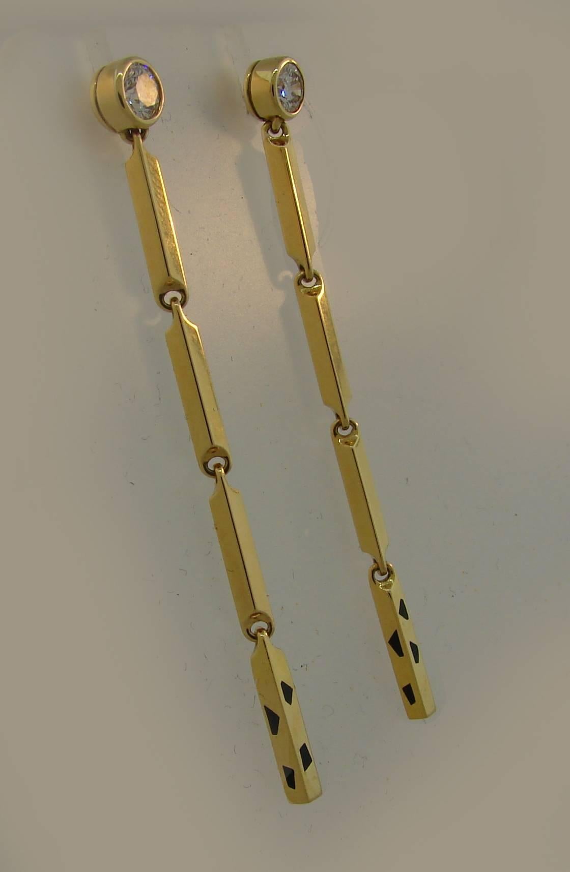 Cartier Panthere Diamond Enamel Yellow Gold Earrings In Excellent Condition In Beverly Hills, CA