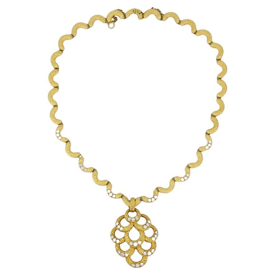 Collana con diamanti in oro 18 carati smerlati - Fred Paris in vendita