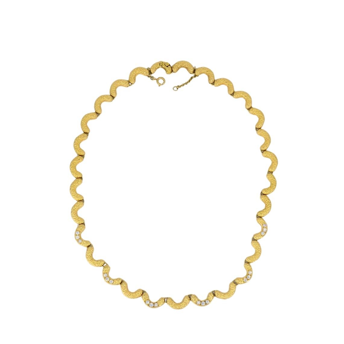 Taglio brillante Collana con diamanti in oro 18 carati smerlati - Fred Paris in vendita