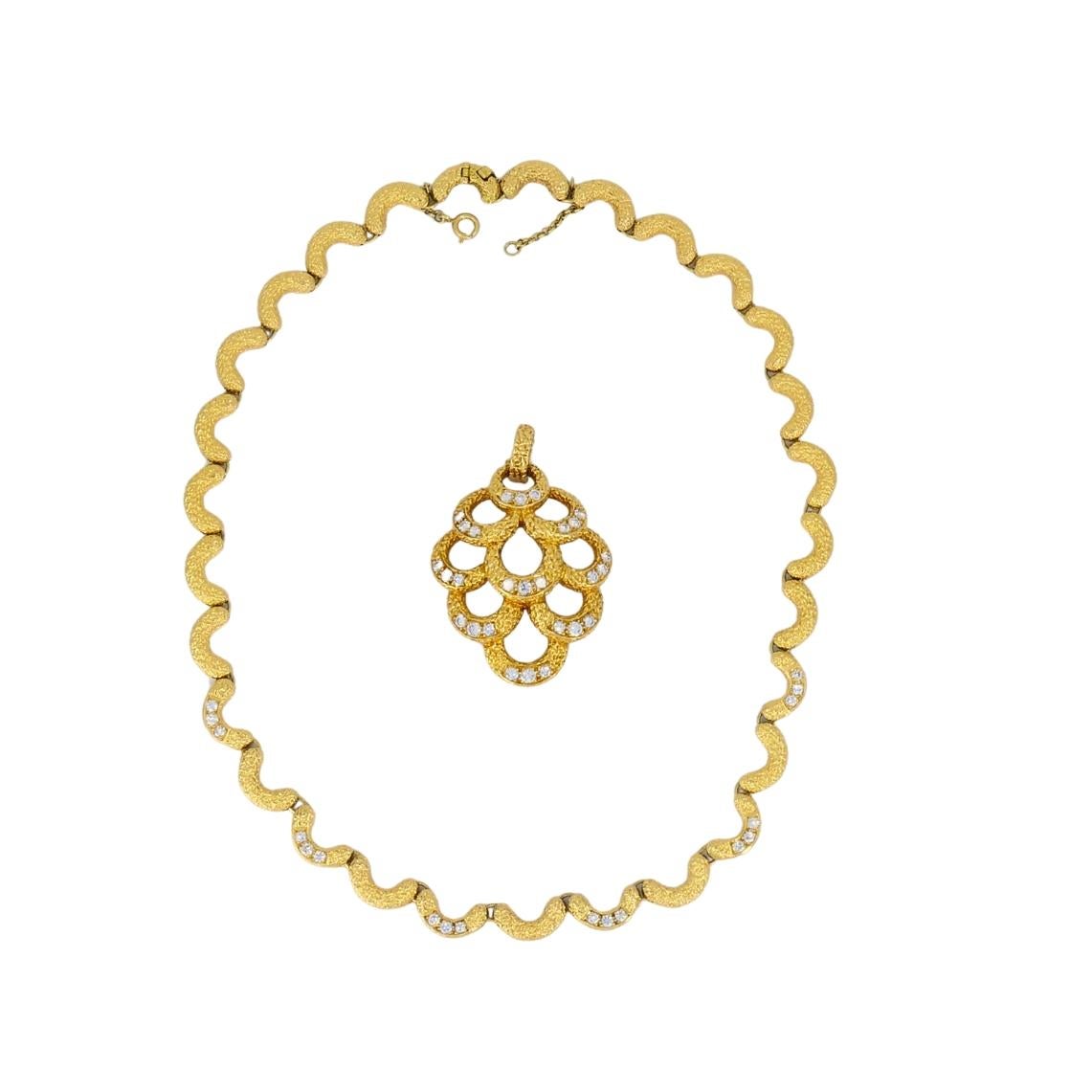 Collana con diamanti in oro 18 carati smerlati - Fred Paris in vendita 4