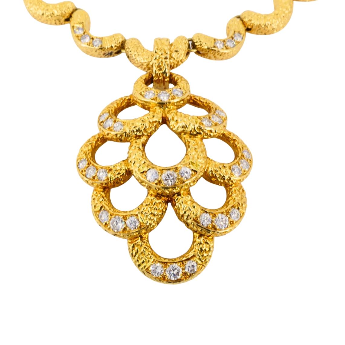 Collana con diamanti in oro 18 carati smerlati - Fred Paris in vendita 1