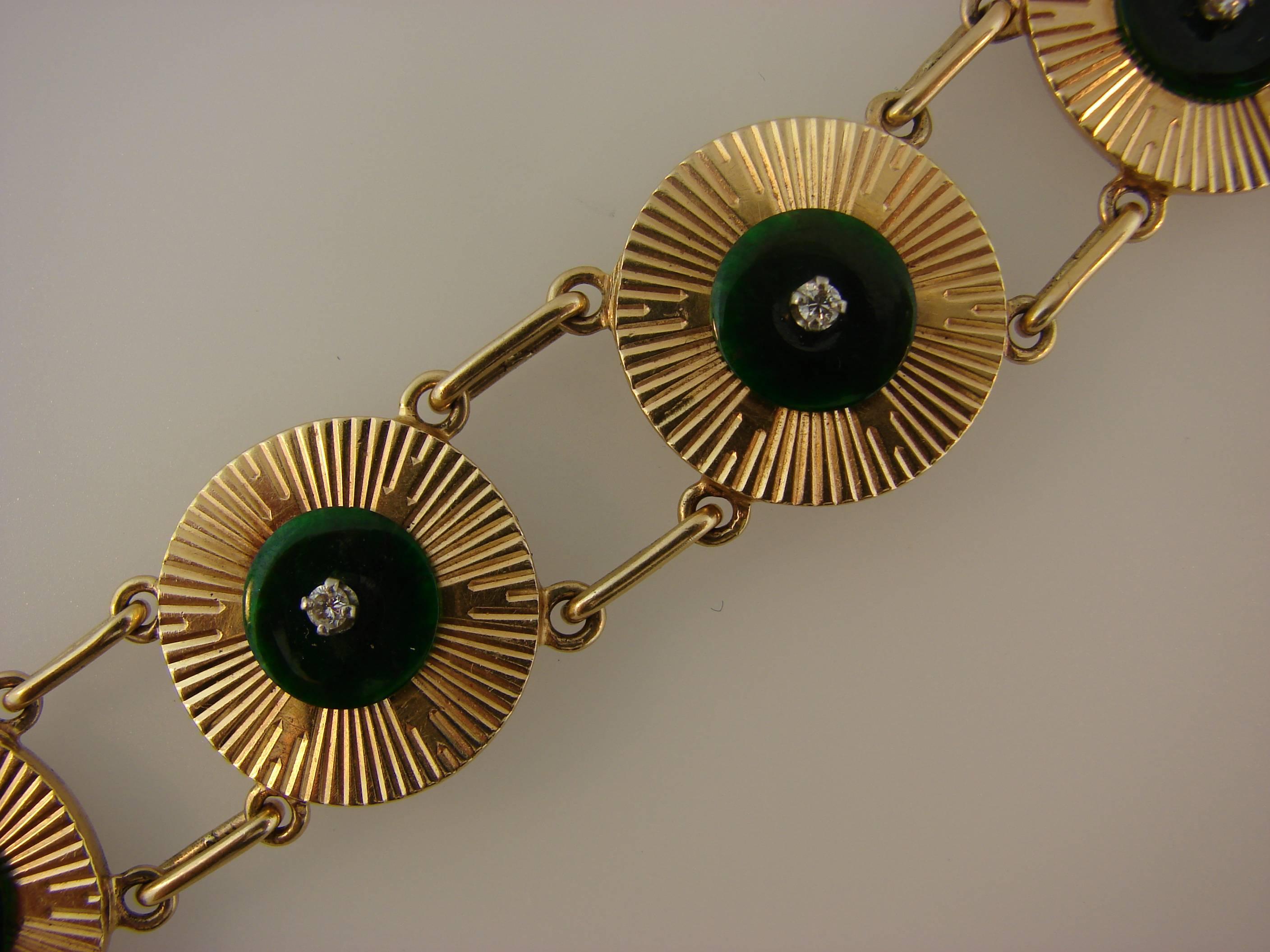 Women's Cartier Jade Diamond Yellow Gold Retro Bracelet