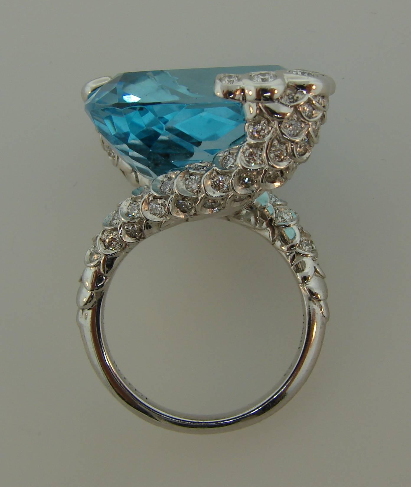 Piaget Blue Topaz Diamond White Gold Ring 1